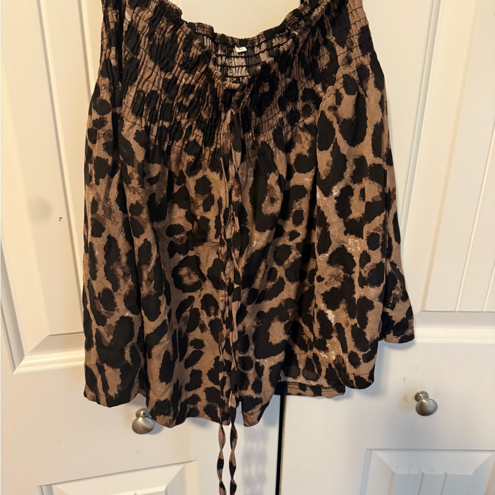 SHEIN Leopard Print High Waist Shorts - Black and Brown